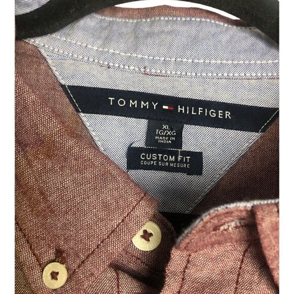 Mens Tommy Hilfiger Purple S/S Men’s Button Down Casual Shirt Size XL - Picture 3 of 4